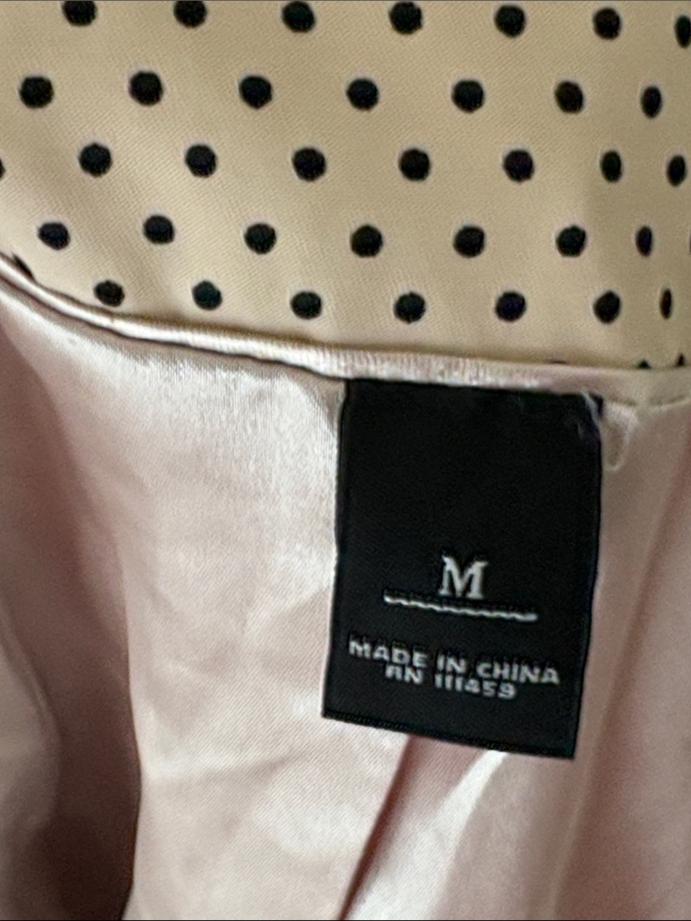 White House Black Market Beige Polka Dot Trench Coat with Black Trim with pocket - Picture 9 of 11
